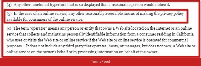 Reasonably accessible in California Business Code
