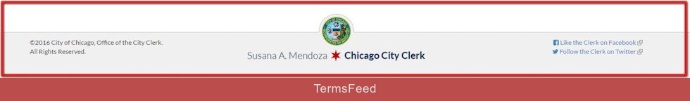 Website footer of City of Chicago