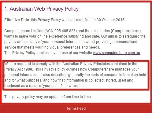 Computershare Australia mentions they are required to comply