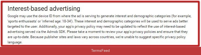 Interest-based policies in Google AdMob SDK