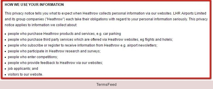 Heathrow Airport: How We Use Your Information