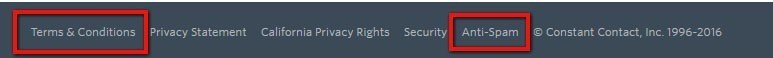 Highlight Anti-spam and Terms &amp; Conditions links from Constant Contact footer