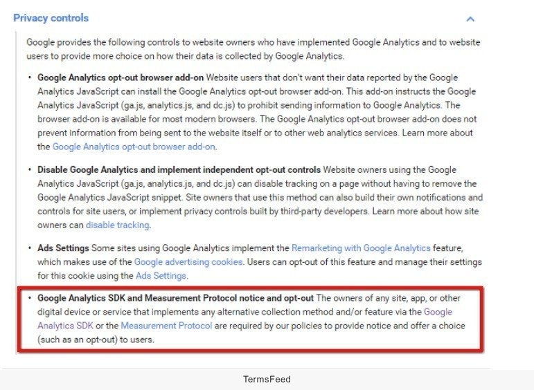 Notice and opt-out requirement from Google Analytics Mobile