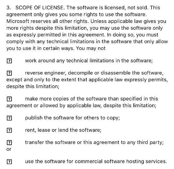 The Scope of License clause from Microsoft Office 365 EULA