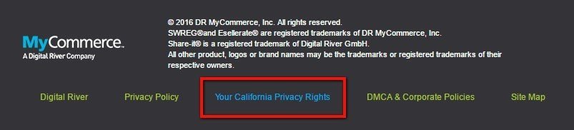 Highlight California Privacy Rights link in MyCommerce footer