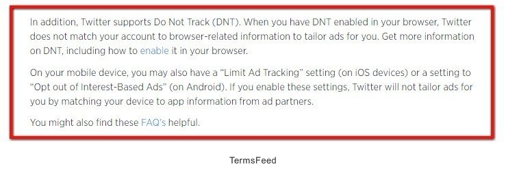 Twitter Privacy Controls: On the DNT requirement