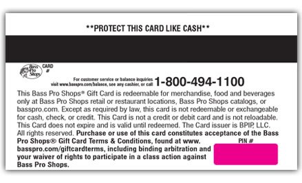 Gift Card Terms &amp; Conditions references Bass Pro Shop website