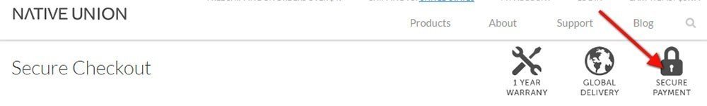 The Secure Payment icon on Native Union website