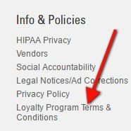 Link to Loyalty Program Terms and Conditions on Shopko