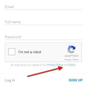 CodeFights version of clickwrap: Agree to Privacy Policy, EULA for accoun
