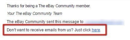 eBay: Do not want to receive emails