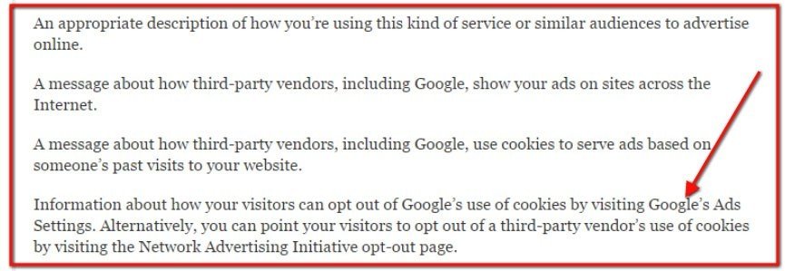 The requirements on Opt-out Policy from Google AdWords.