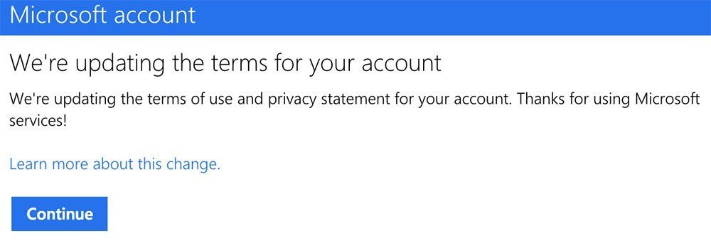 Microsoft: We&#039;re updating the terms of your account