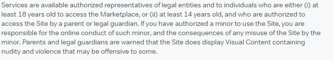 500px Terms of Service: Two age limits