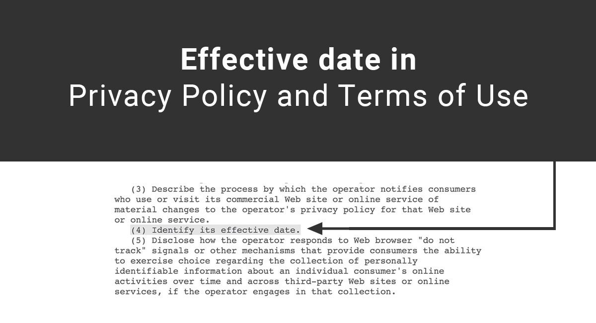 Effective Date in Privacy Policy and Terms of Use