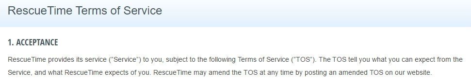 RescueTime Terms of Service: No effective date shown