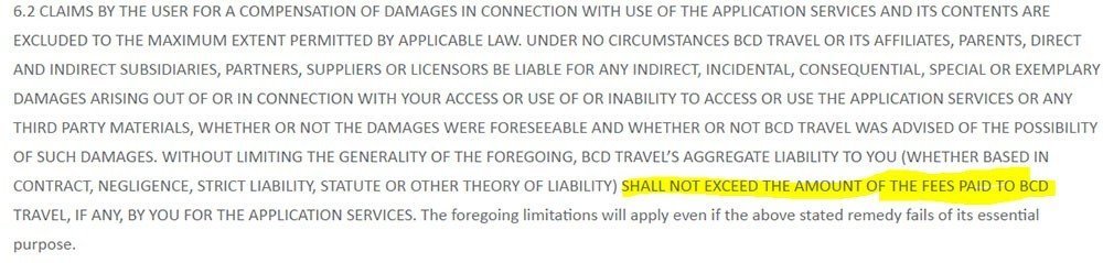 TripSource Terms and Conditions: Limitation of Liability and damages cap