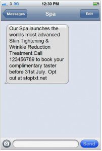 Example of marketing SMS with opt-out option