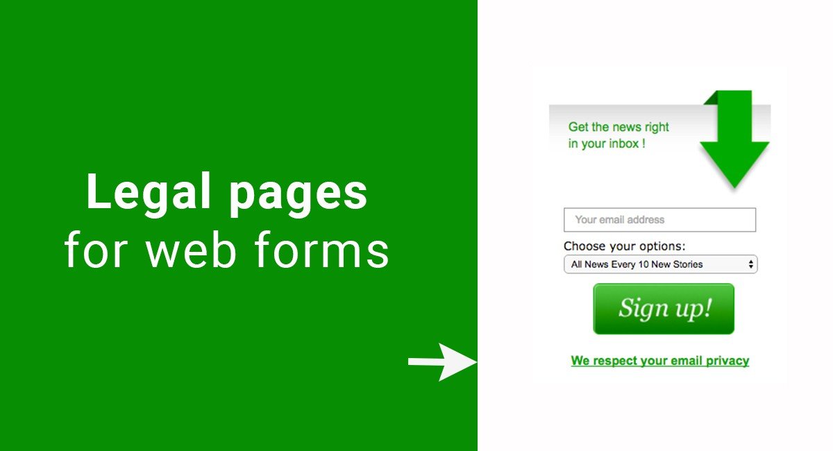 Legal pages for web forms
