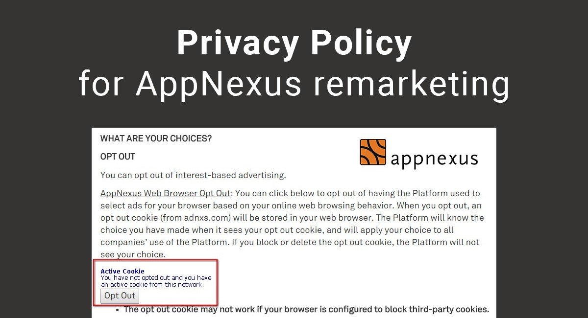 Privacy Policy for AppNexus Remarketing