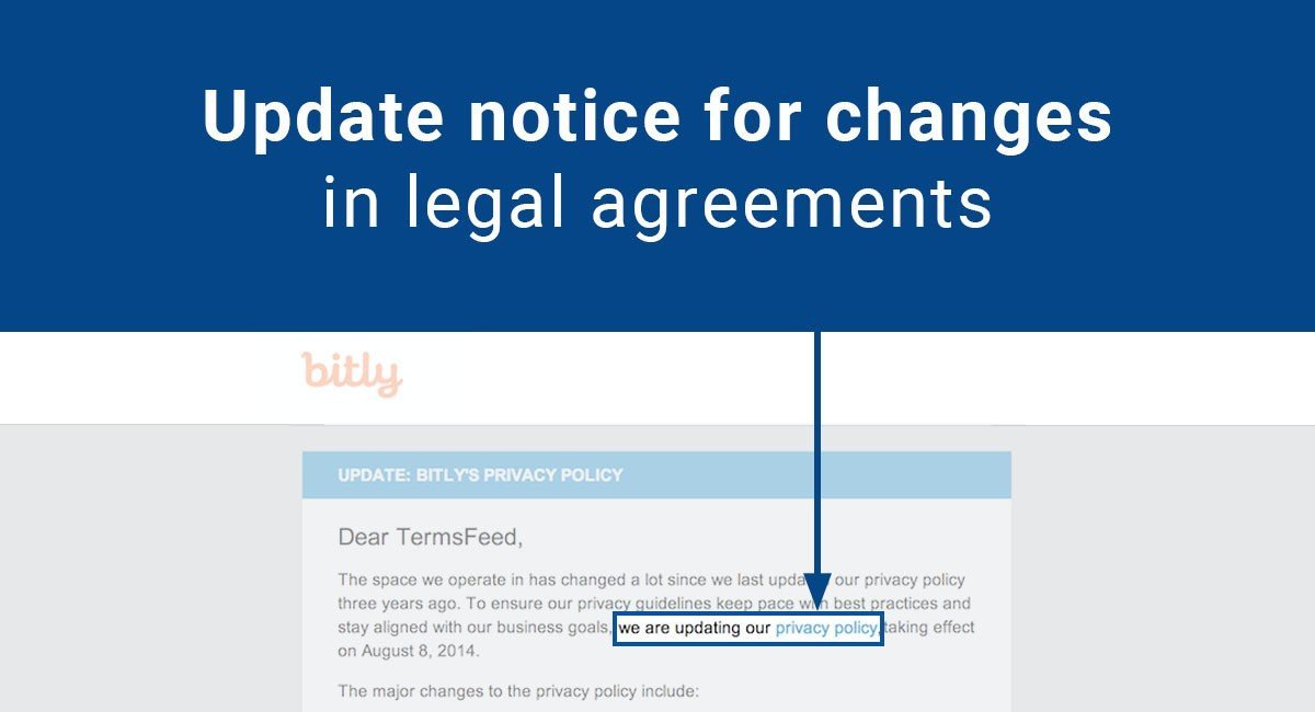 Update Notice for Changes in Legal Agreements