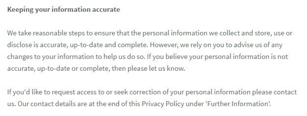 IAG Privacy Policy: Keeping information accurate