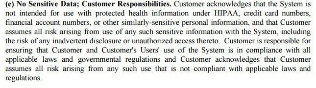 Axosoft: Customer Responsibilities clause in SaaS agreement