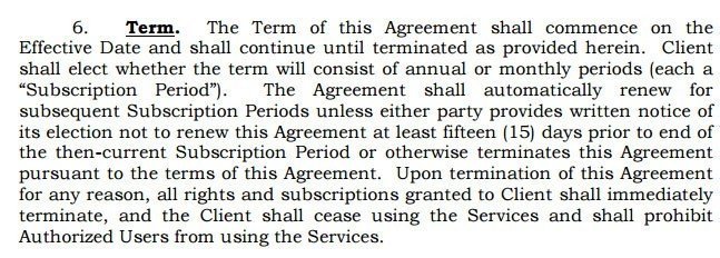 mySalesman: The Terms clause in SaaS agreement
