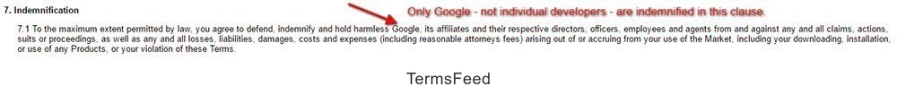 Indemnification clause in Android Market Terms of Service