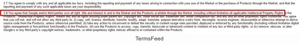 Intellectual Property clause in Android Market Terms of Service