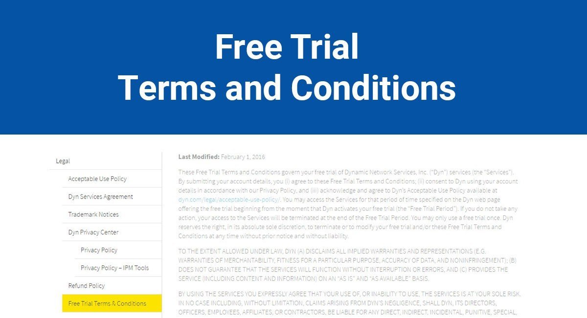 Free Trial Terms and Conditions