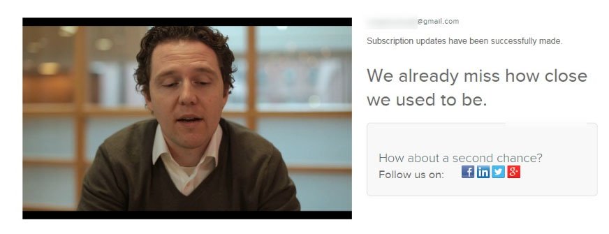 HubSpot Unsubscribed landing page: We already miss video