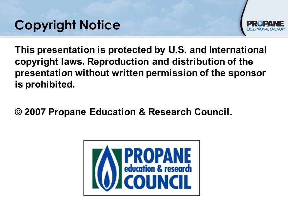 Example of copyright notice in presentation from Propane Council