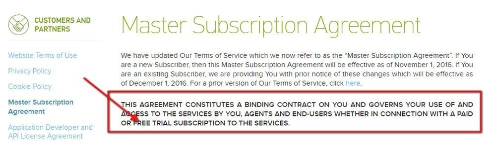 Zendesk: Free Trial Terms in Master Subscription Agreement