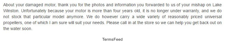 Example of email to decline a refund because it