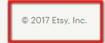 Etsy website footer: Copyright notice
