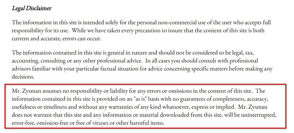 Forensic Accounting: Errors and omissions disclaimer highlighted