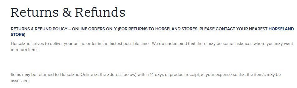 Horseland Australia Return and Refund Policy: the 14-days time limit