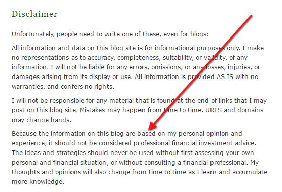 Investment Blog: Investment Disclaimer