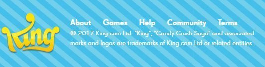 King website footer: Marks and Logos of company are trademarks