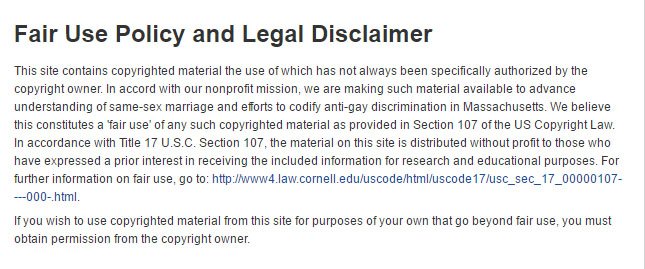 Mass Equality: Fair Use and Legal Disclaimer