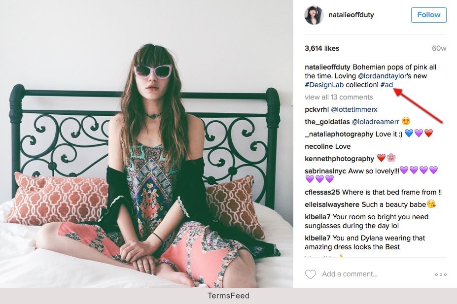 natalieoffduty on Instagram: Use of #ad hashtag