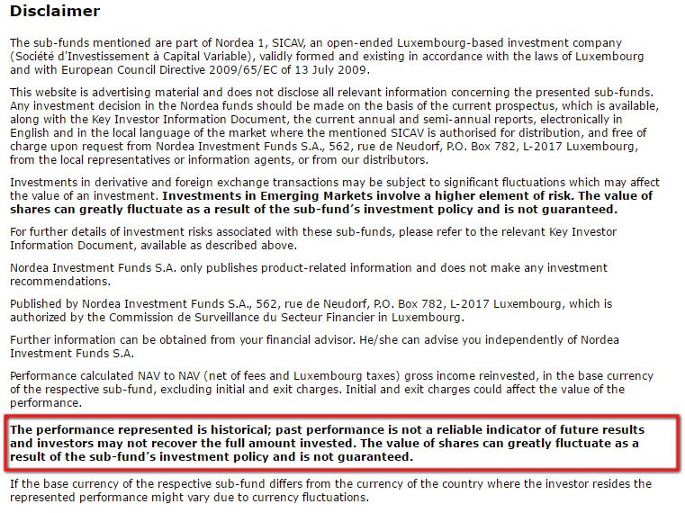 Nordea: Past performance disclaimer