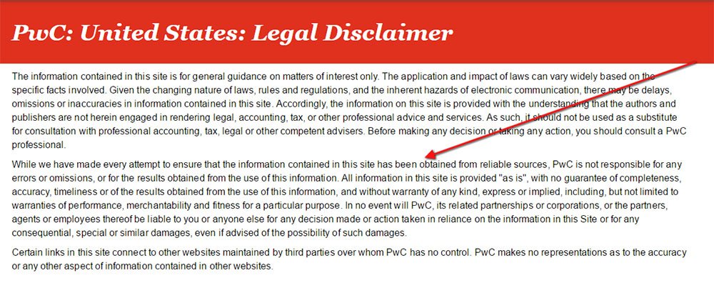 PWC: Errors and omissions disclaimer