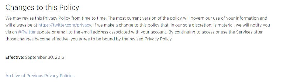 Twitter Privacy Policy: Changes and announcements