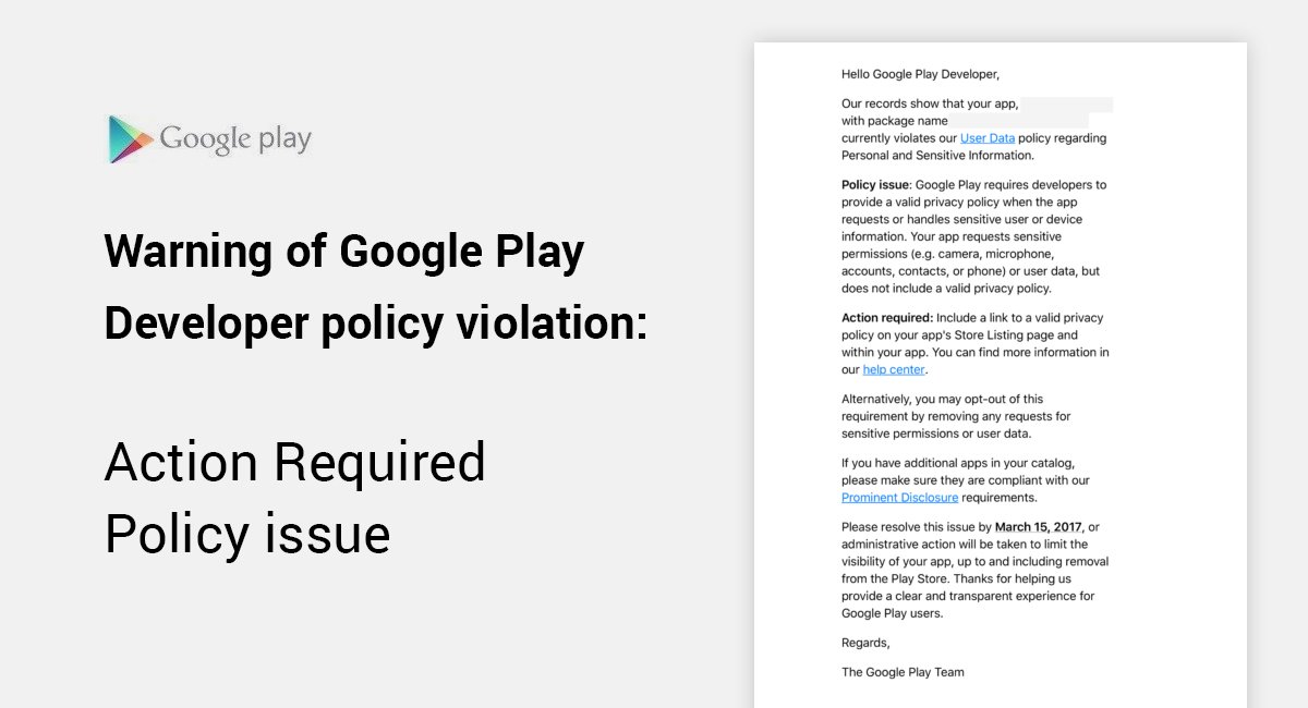 How-to: Google Play Store Violation "Policy Issue" 2017