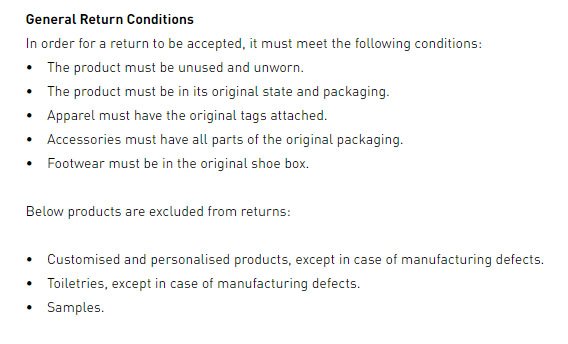 Adidas UK Return &amp; Refund Policy: Exceptions to returns