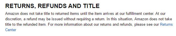 Amazon: Returns &amp; Refunds in Conditions of Use