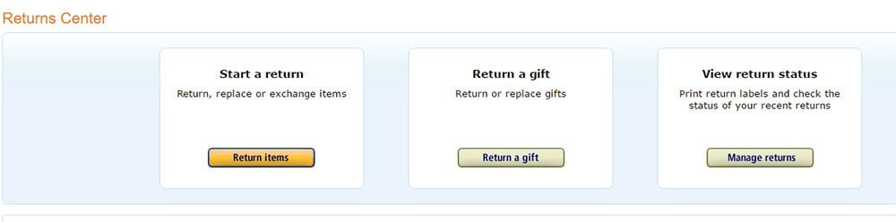 Amazon Returns Center: Options