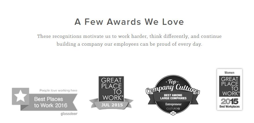 HubSpot About Us page: Awards